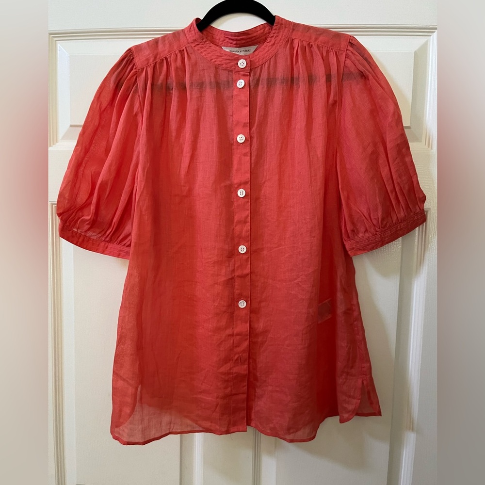 Banana Republic orange Linen Top | Large